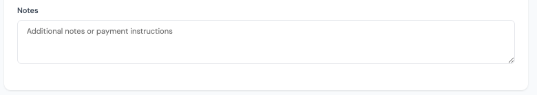Notes field in BluePro’s free invoice template, where users can enter additional notes or payment instructions for their customers.